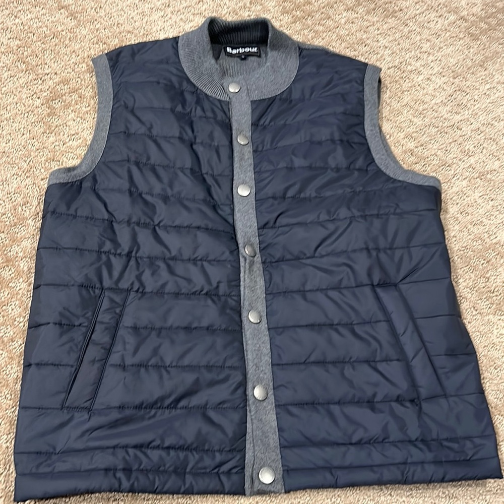Barbour vest, quilted front, knit back, size L